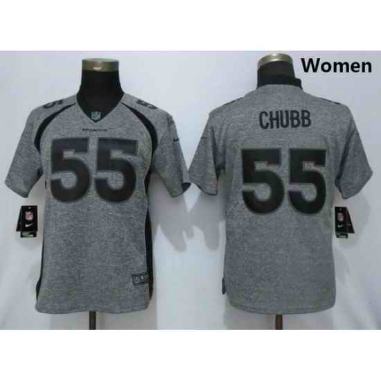 Women Nike Broncos 55 Bradley Chubb Gray Gridiron Gray Women Vapor Untouchable Limited Jersey